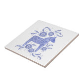 Schwedischer Dala Horse Blauer und Weiße Keramik T Fliese (Seite)