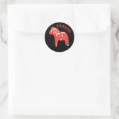 Schwedischer Dala Horse Classic Round Sticker (Tasche)