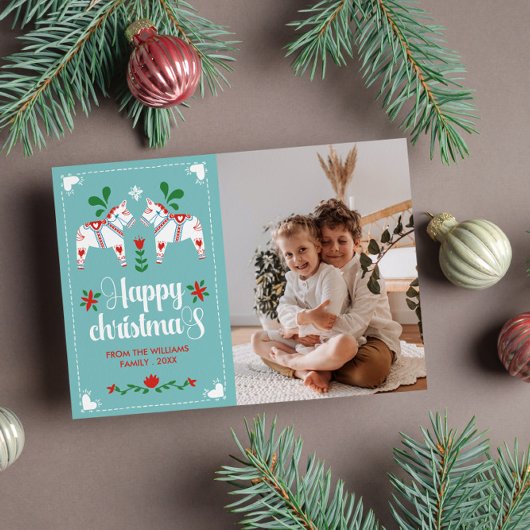 Schwedischer Dala Horse Folk Feiertagskarte