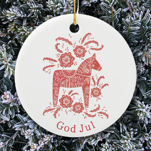 Schwedischer Dala Horse God Jul Keramik Ornament