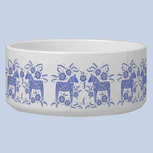 Schwedischer Dala Horse Indigo Blau und Weiße Sch Napf