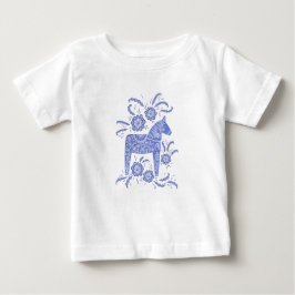 Schwedischer Dala Horse Indigo Blue Baby T - Shirt