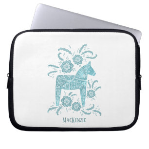 Schwedischer Dala Horse Individuelle Name Aquamari Laptopschutzhülle