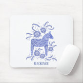 Schwedischer Dala Horse Individuelle Name Blue Mou Mousepad (Mit Mouse)
