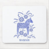 Schwedischer Dala Horse Individuelle Name Blue Mou Mousepad (Vorne)