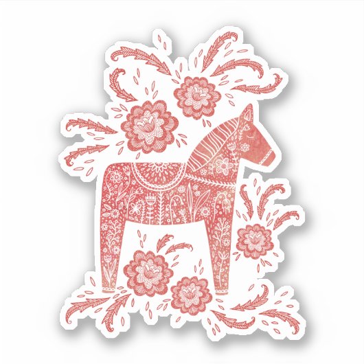 Schwedischer Dala Horse Roter Sticker (Vorderseite)