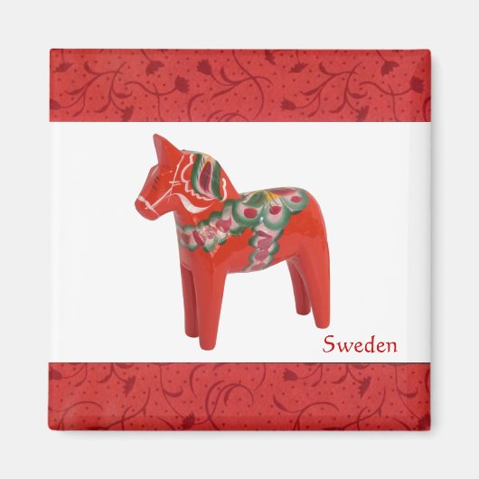 Schwedischer Dala Horse Skandinavien Magnet (Vorne)