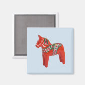 Schwedischer Dala Horse Skandinavien Magnet (Vorderseite/Rückseite)