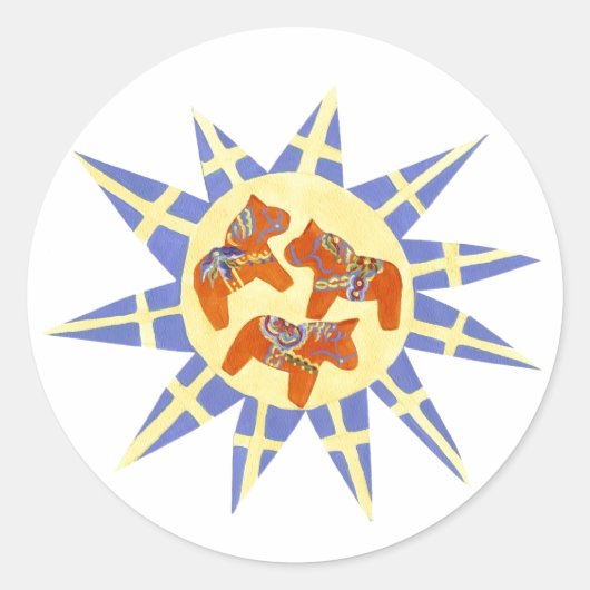 Schwedischer Dala Horse Sticker (Vorderseite)