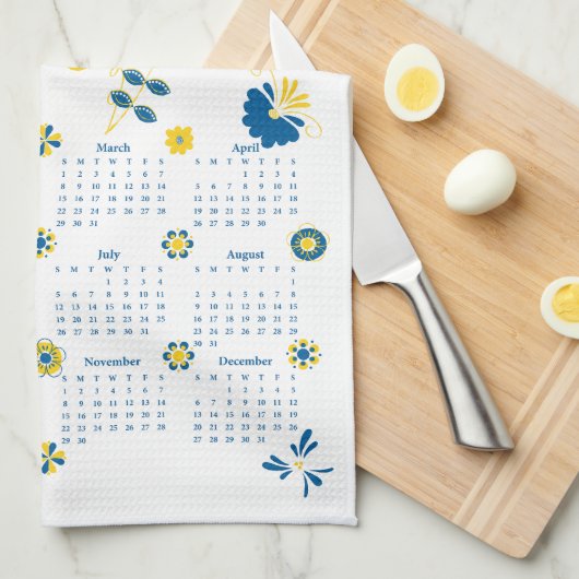 Schwedischer Dala Horse Volljährig 2026 Kalender Geschirrtuch (Viertel Falte)