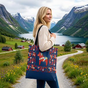 Schwedischer Dala-Pferd-Druck-Tote-Bag Tasche