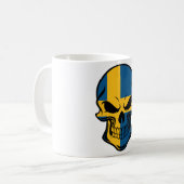Schwedischer Flaggen-Schädel Kaffeetasse (Vorderseite Links)