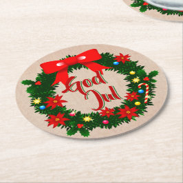 Schwedischer Gott jul-dalbana Runder Pappuntersetzer