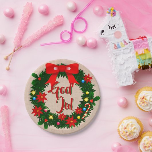 Schwedischer Gott Jul Frohe Weihnachten 7" Pappteller (Party)