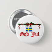 Schwedischer Gott Jul (frohe Weihnachten) Button (Vorne & Hinten)