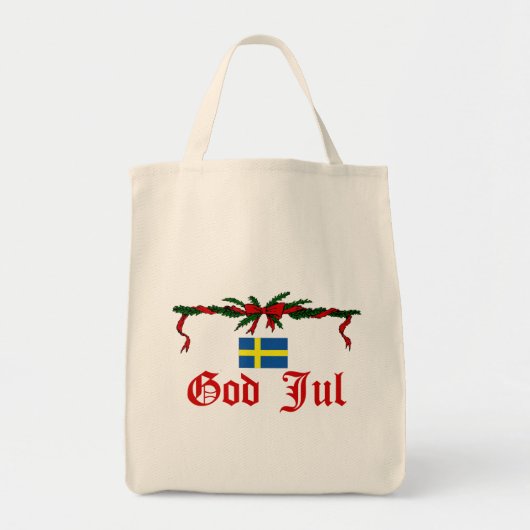 Schwedischer Gott Jul (frohe Weihnachten) Tragetasche (Vorne)