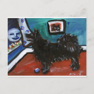 Schwedischer Lapphund spürt lächelnden Mond Postkarte