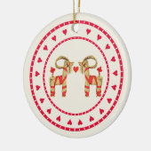 Schwedischer Stroh-Ziege Julbok Herz-Kreis Keramik Ornament (Links)