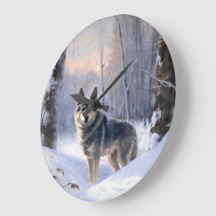 Schwedischer Vallhund Lass es schneien Weihnachten Große Wanduhr
