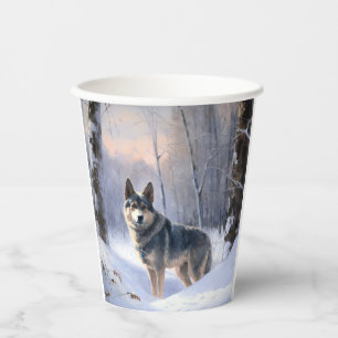 Schwedischer Vallhund Lass es schneien Weihnachten Pappbecher