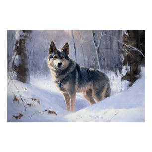 Schwedischer Vallhund Lass es schneien Weihnachten Poster