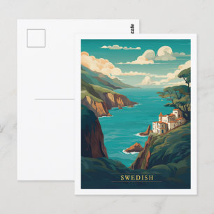 Schwedischer Vintage berühmter Reiseort Postkarte