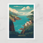 Schwedischer Vintager Berühmthafen Postkarte (Vorderseite)