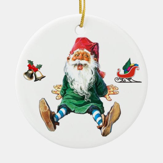 Schwedischer WeihnachtsGnome Keramik Ornament (Vorne)