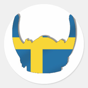 Schwedischer Wikingerhelm Flagge Schwedens Runder Aufkleber