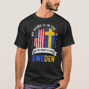 Schwedisches amerikanisches Patriot Heart aus Schw T-Shirt