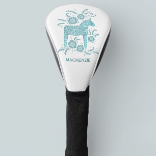 Schwedisches Dala Horse Aquamarin Green Personalis Golf Headcover