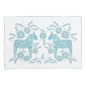 Schwedisches Dala Horse Aquamarin grün und weiß Kissenbezug (Vorderseite-Rechts)