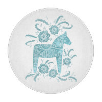 Schwedisches Dala Horse Aquamarin grün und weiß