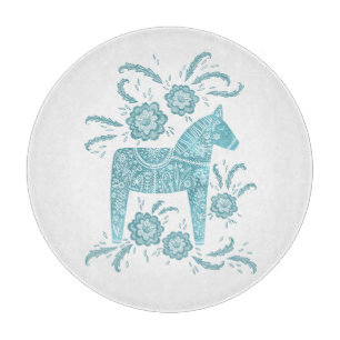 Schwedisches Dala Horse Aquamarin grün und weiß Schneidebrett