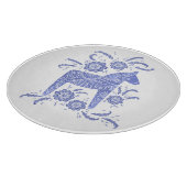 Schwedisches Dala Horse Blue and White Cutting Boa Schneidebrett (Ecke)