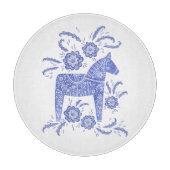 Schwedisches Dala Horse Blue and White Cutting Boa Schneidebrett (Vorderseite)