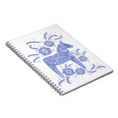 Schwedisches Dala Horse Blue and White Notebook Notizblock (Rechte Seite)