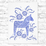 Schwedisches Dala Horse Blue Folklorekunst Foto Pr<br><div class="desc">Ein traditionelles schwedisches dala Horse Folk Art Design in periwinkle blau und weiß. Ideal für diejenigen,  die skandinavisches Design Liebe.</div>