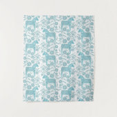 Schwedisches Dala Horse Green und White Tapestes Wandteppich (Vorderseite)