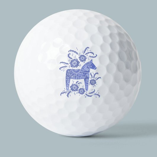 Schwedisches Dala Horse indigo Blue Folk Art Golf Golfball