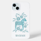Schwedisches Dala Horse Personalisiert Aquamarin Case-Mate iPhone Hülle (Rückseite)