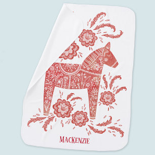 Schwedisches Dala Horse Personalisiert Babydecke