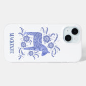 Schwedisches Dala Horse Personalisiert Blue Case-Mate iPhone Hülle (Rückseite (Horizontal))