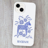 Schwedisches Dala Horse Personalisiert Blue Case-Mate iPhone Hülle