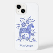 Schwedisches Dala Horse Personalisiert Blue White Case-Mate iPhone Hülle (Rückseite)