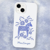 Schwedisches Dala Horse Personalisiert Blue White Case-Mate iPhone Hülle
