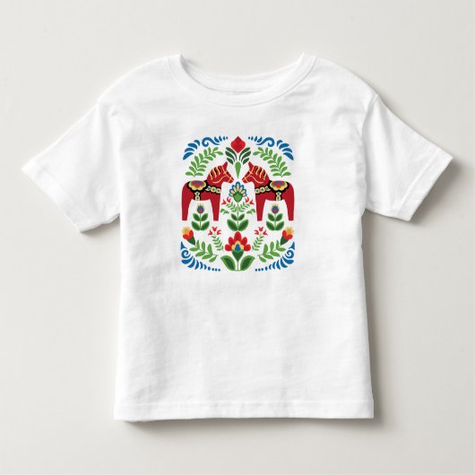 Schwedisches Dala Horses Red Toddler T-Shirt (Vorderseite)