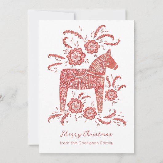 Schwedisches Dala Pferd Feiertagskarte (Vorderseite)