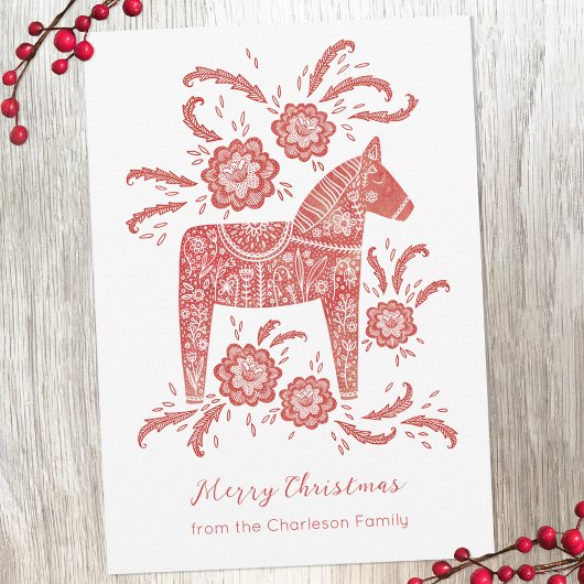 Schwedisches Dala Pferd Feiertagskarte