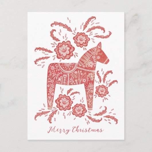 Schwedisches Dala Pferd Feiertagspostkarte (Vorderseite)